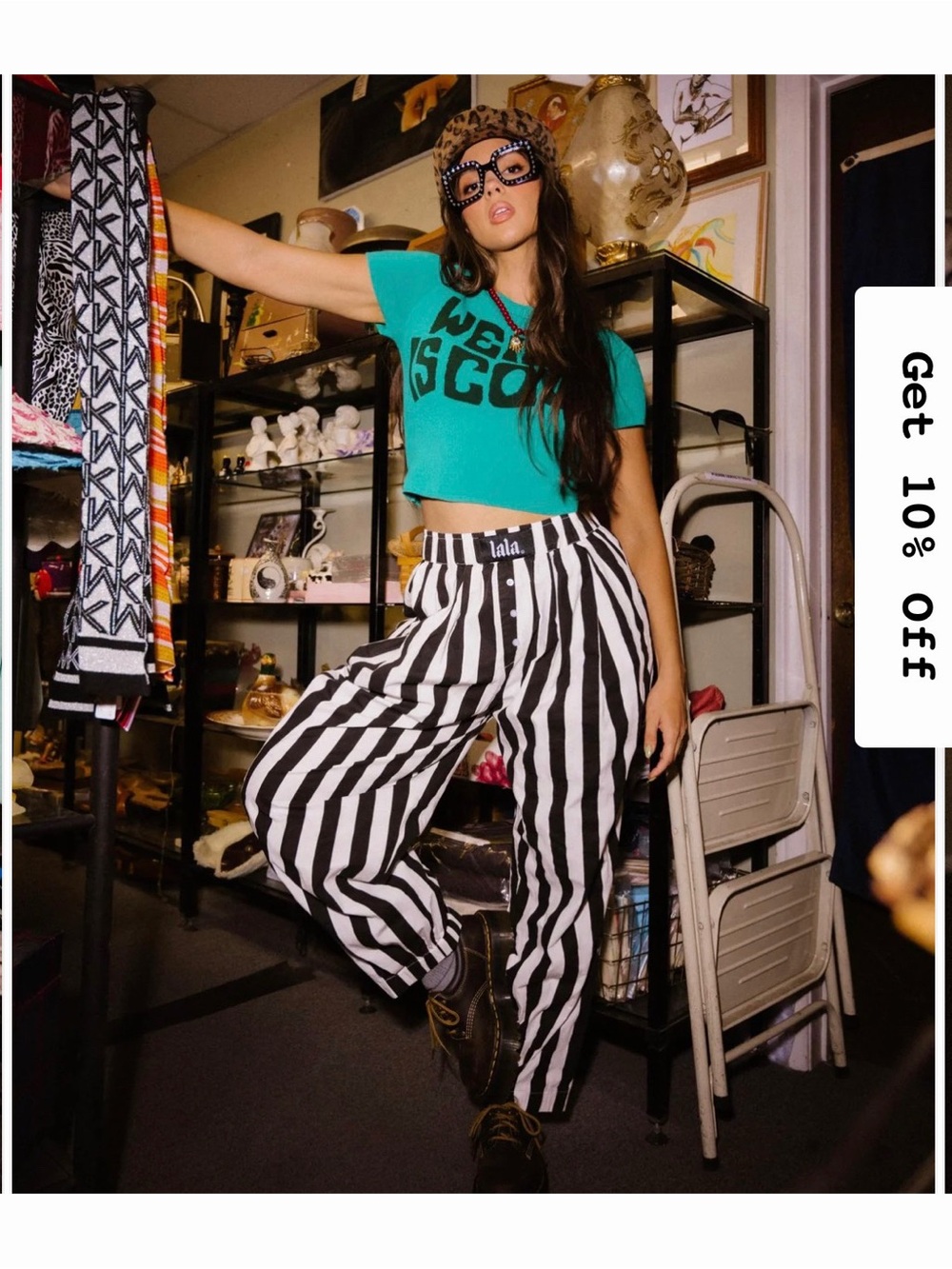 Dressed in LALA Happy Chance Barrel
Leg Boxer Pants in Black + White Stripes NWT